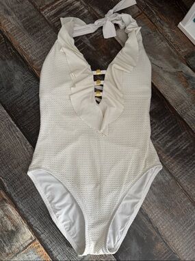 Lilly Pulitzer size 4 crochet White one piece Swimsuit